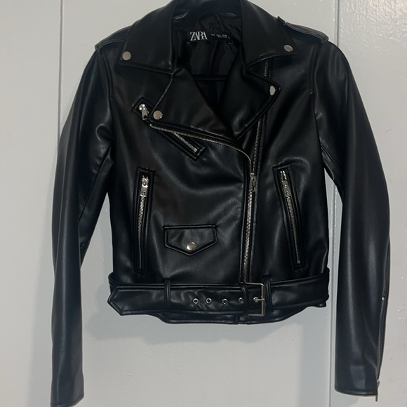 ZARA  FAUX LEATHER BIKER JACKET BLACK SIZE S | 3046/060 - Picture 3 of 7